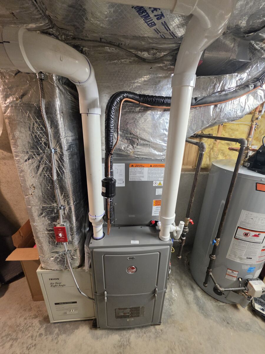 High-efficiency gas forced air furnace with new air filtration cabinet