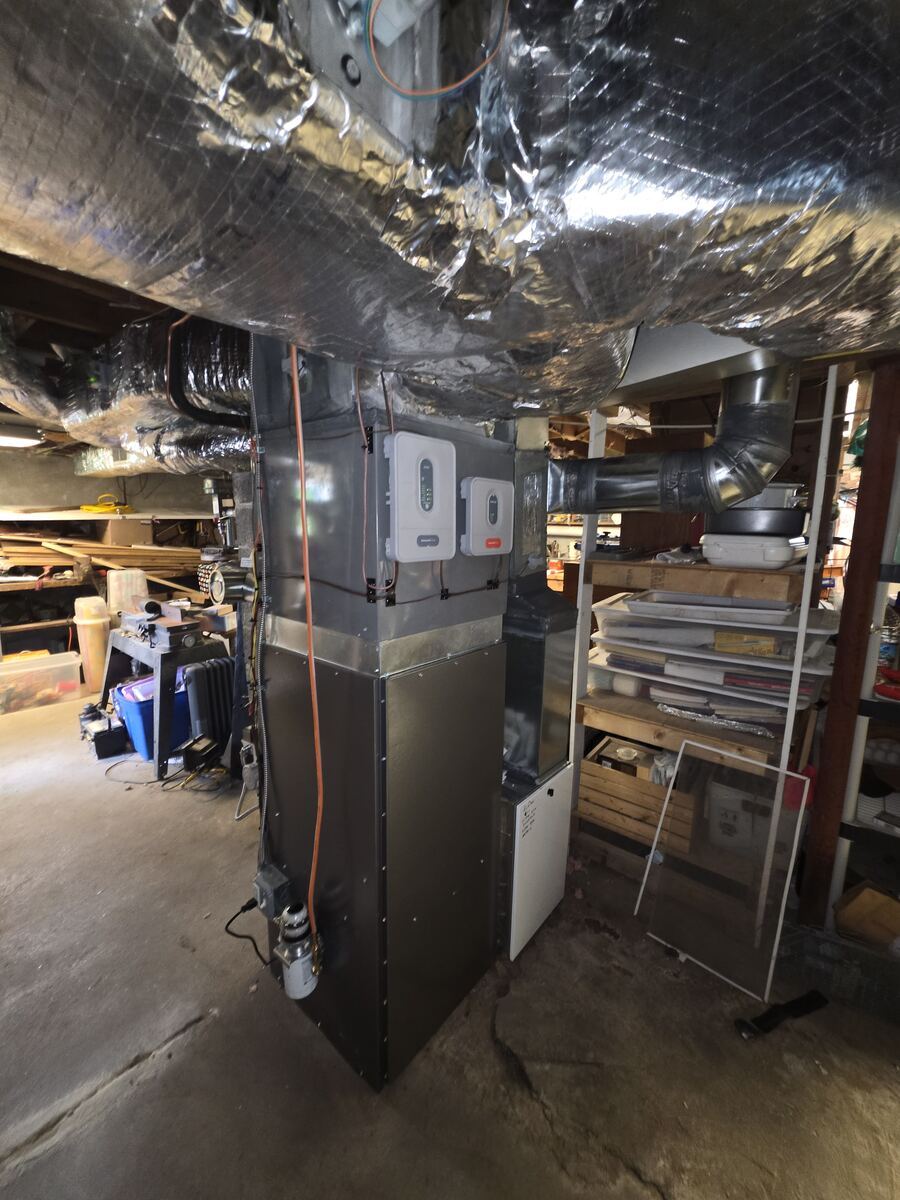 Indoor air handler with Honeywell RedLink wireless zone control modules